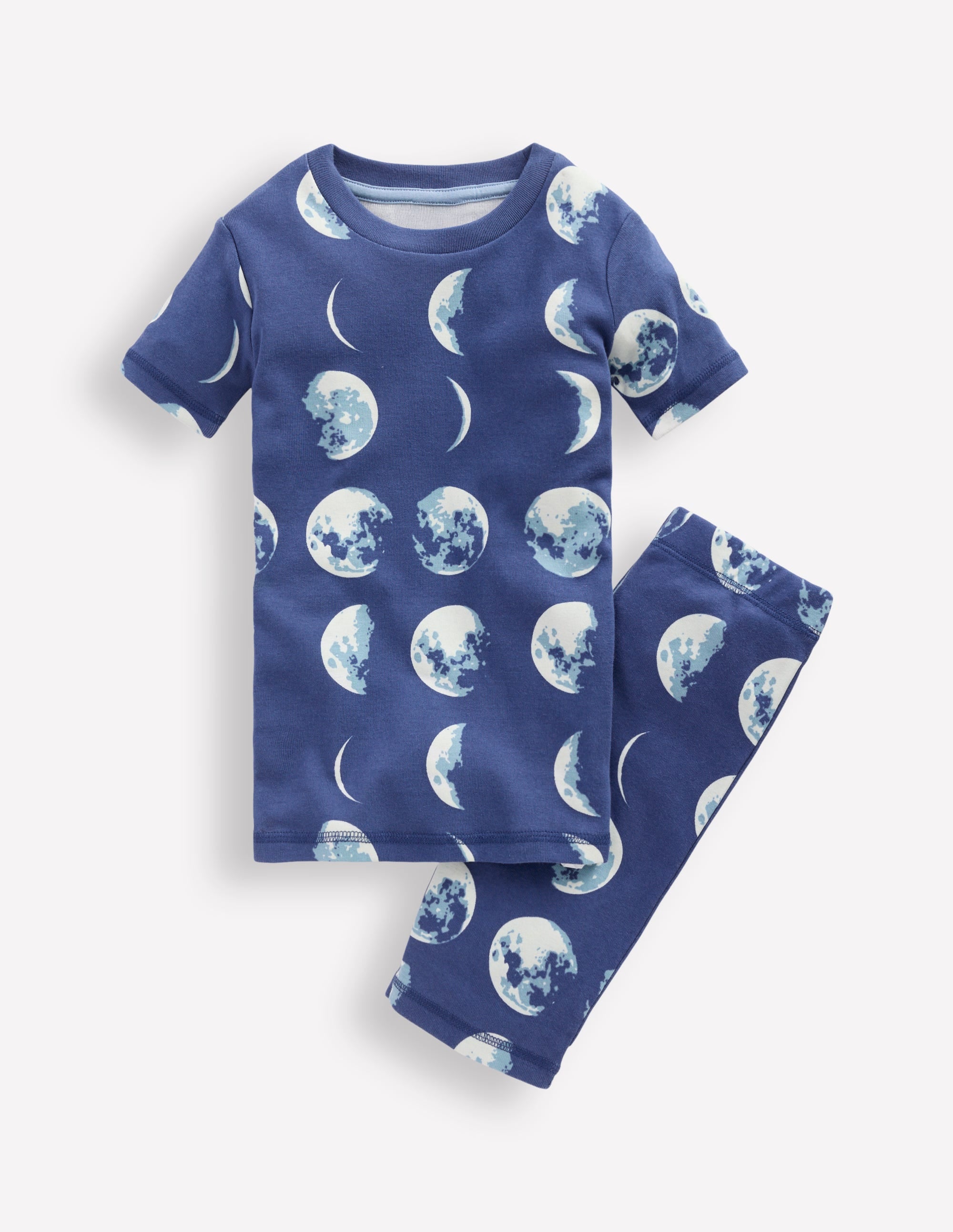 Snug Short John Glow Pyjamas-Navy Moon Phases - Image 1