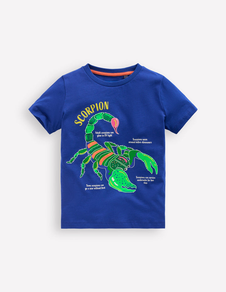 Glow-In-The-Dark T-shirt-Bright Blue Scorpion