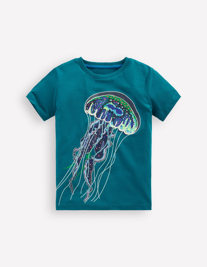 Glow-In-The-Dark T-shirt-Deep Sea Blue Jelly Fish