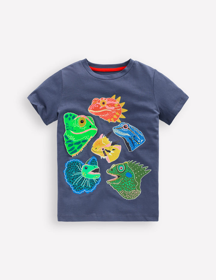 Glow-In-The-Dark T-shirt-Robot Blue Lizards