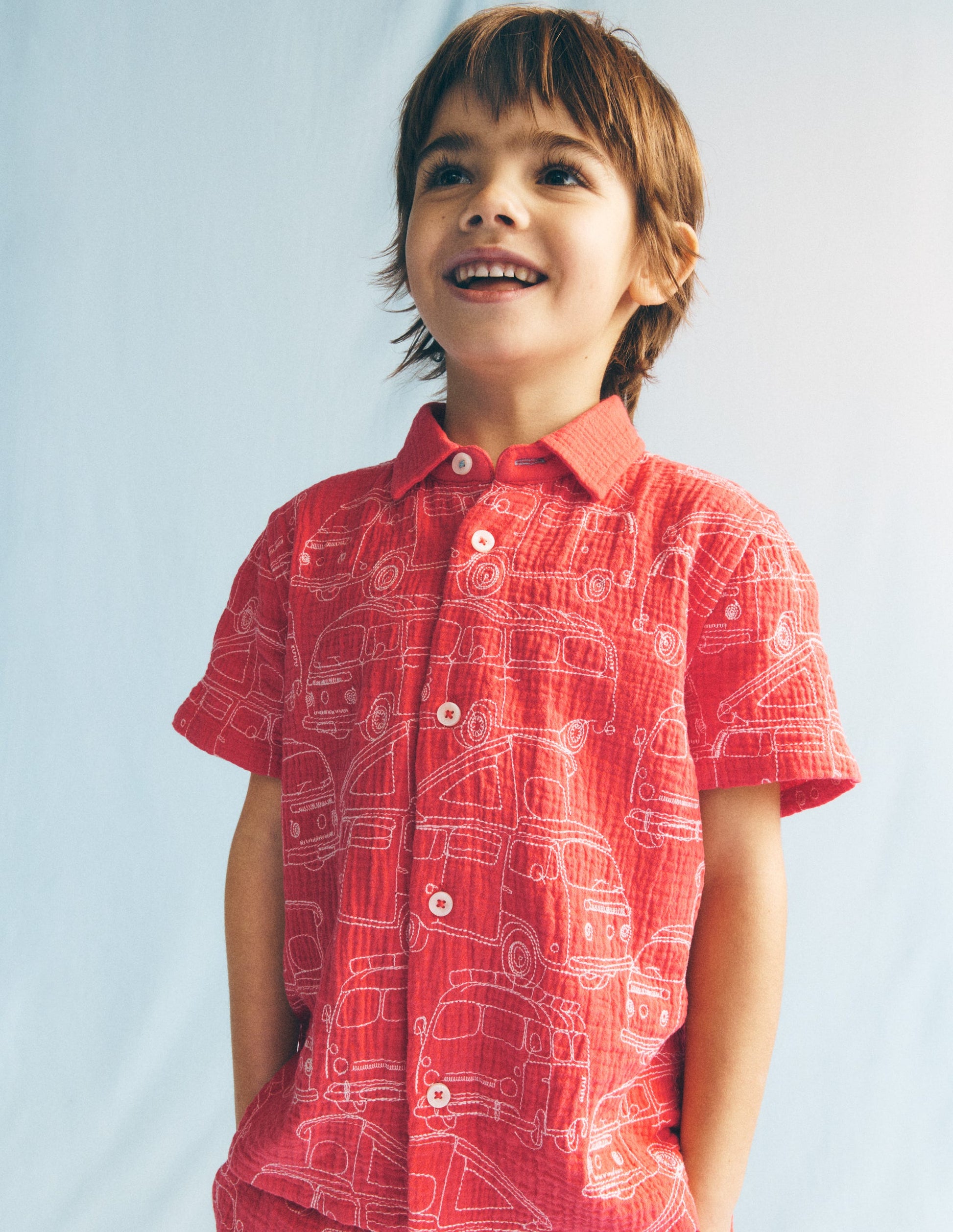 Double Cloth Shirt-Cayenne Embroidery-1