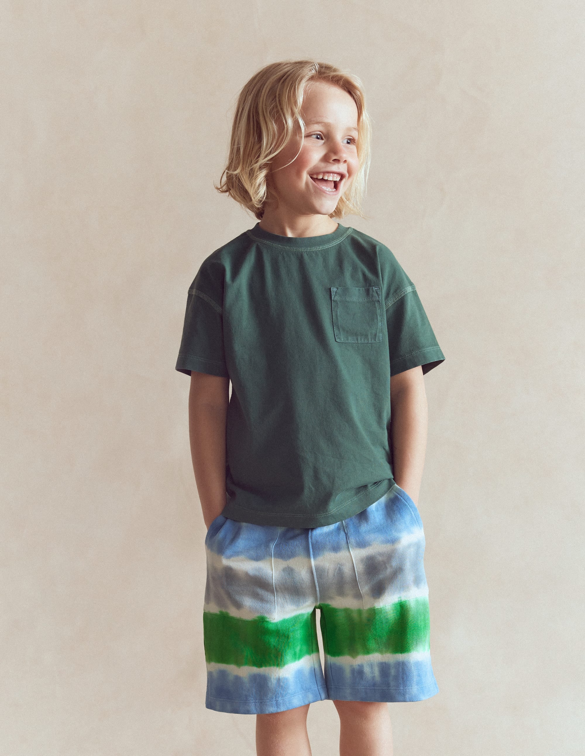 Tie Dye Shorts-Green and Blue - Image 1