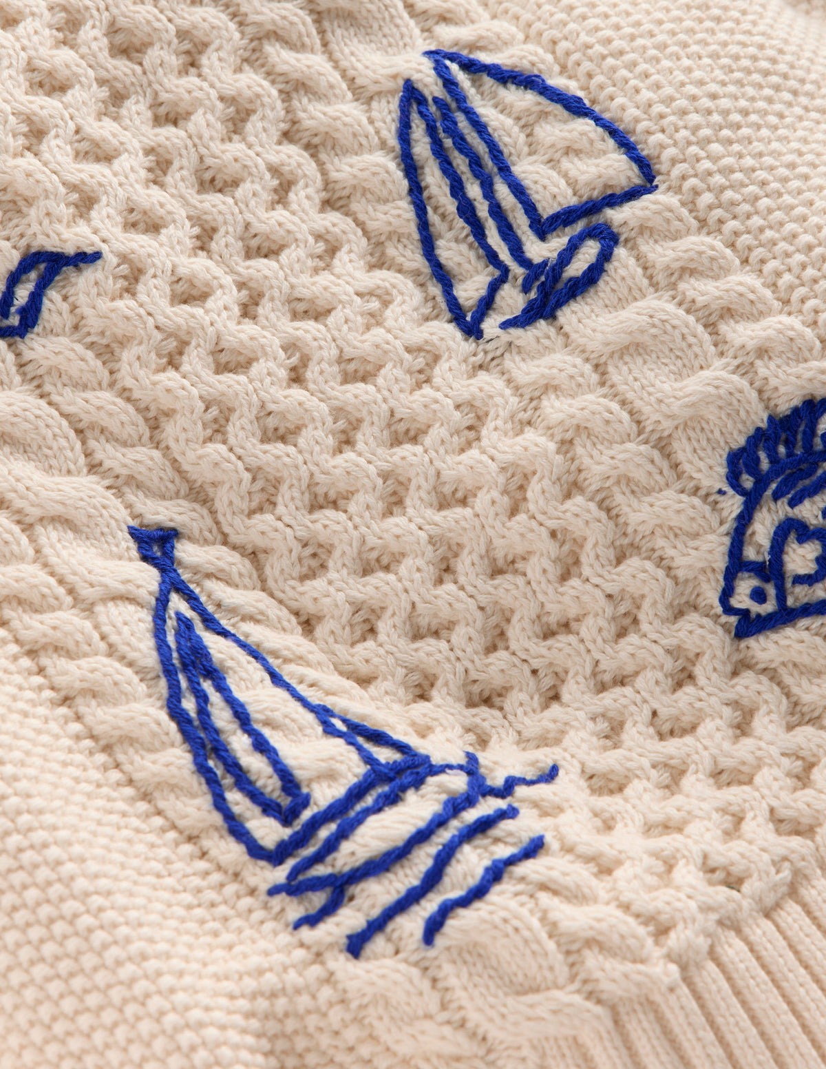 Cable Embroidered Jumper-Warm Ivory - Image 8
