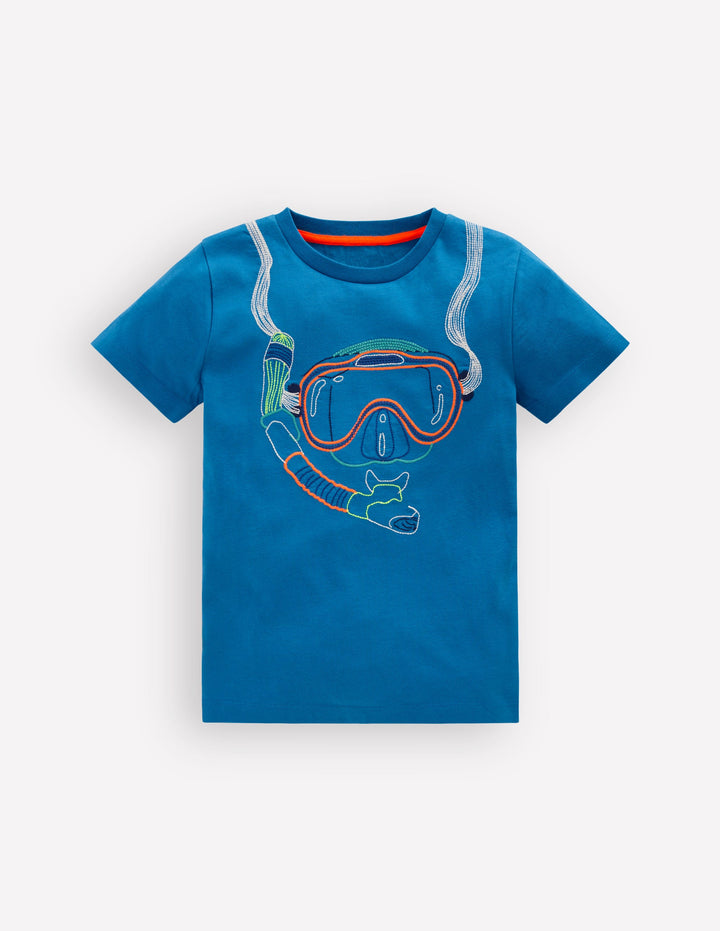 Linear Stitch T-shirt-Brilliant Blue Snorkel
