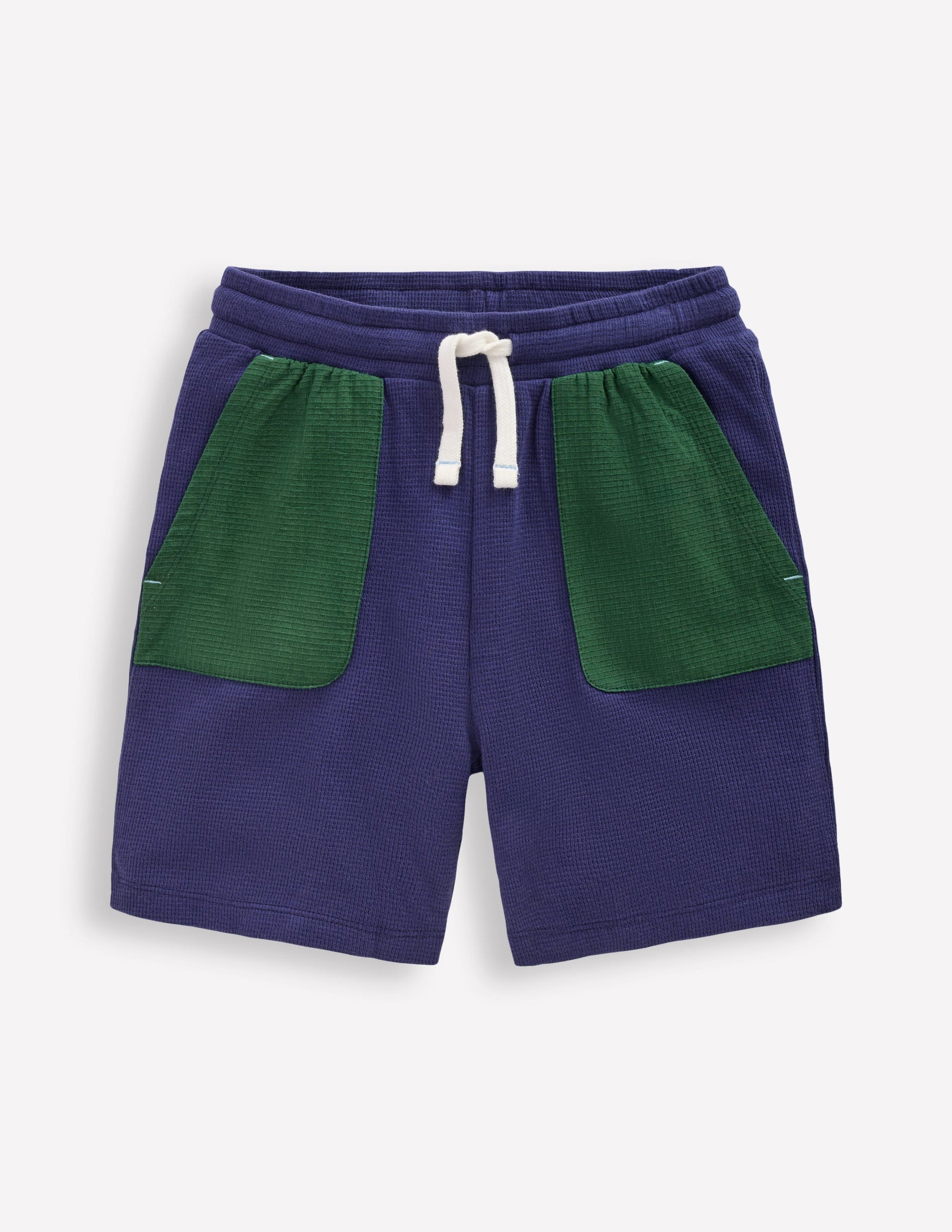 Waffle Mix Shorts-Navy Blue-1