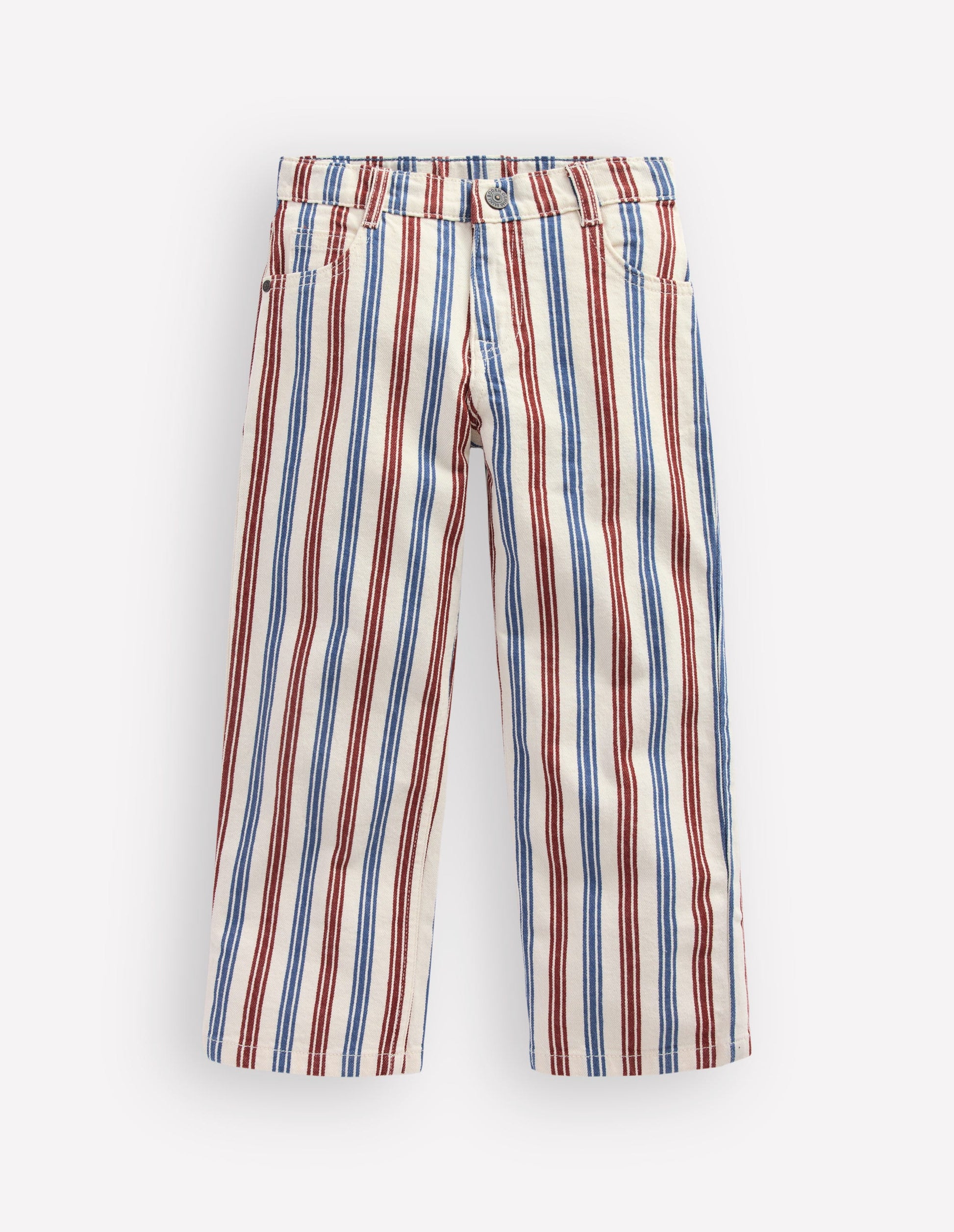 Relaxed Straight Jeans-Blue and Red Stripe-3