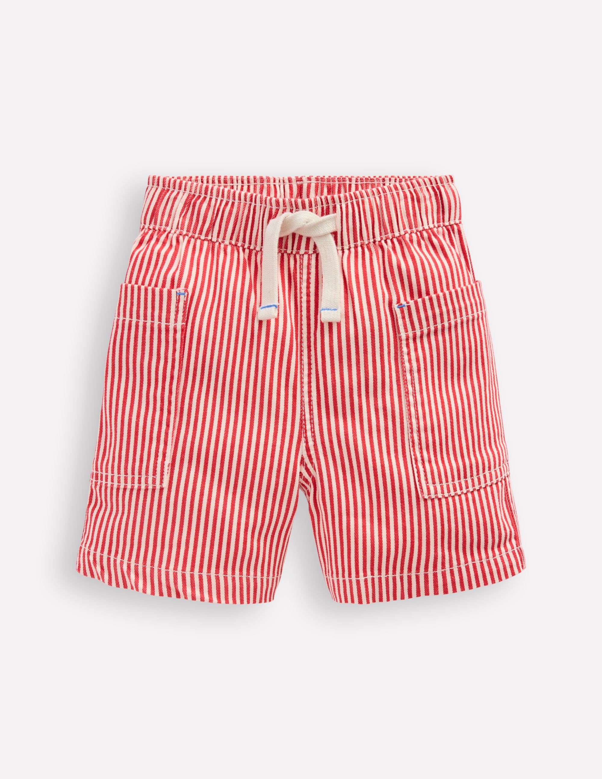 Cotton Pocket Shorts-Red Ticking - Image 1