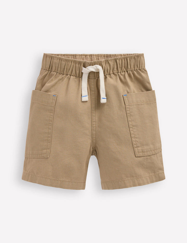 Cotton Pocket Shorts-Macadamia