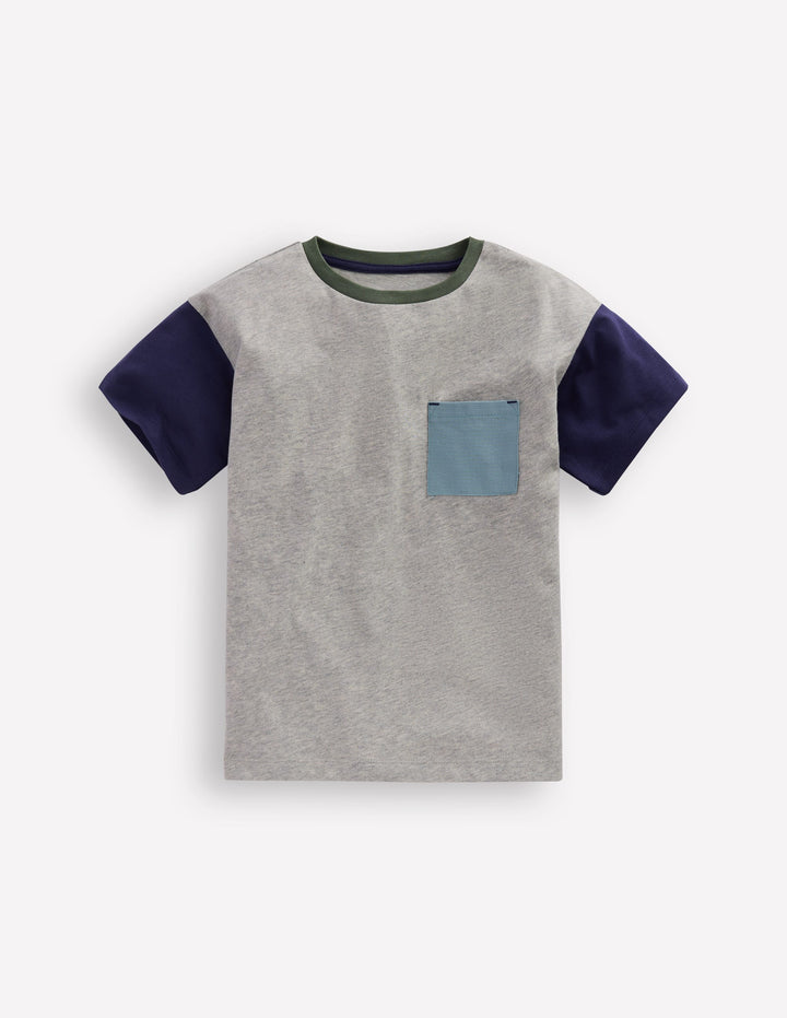 Relaxed Ripstop Pocket T-shirt-Grey Marl