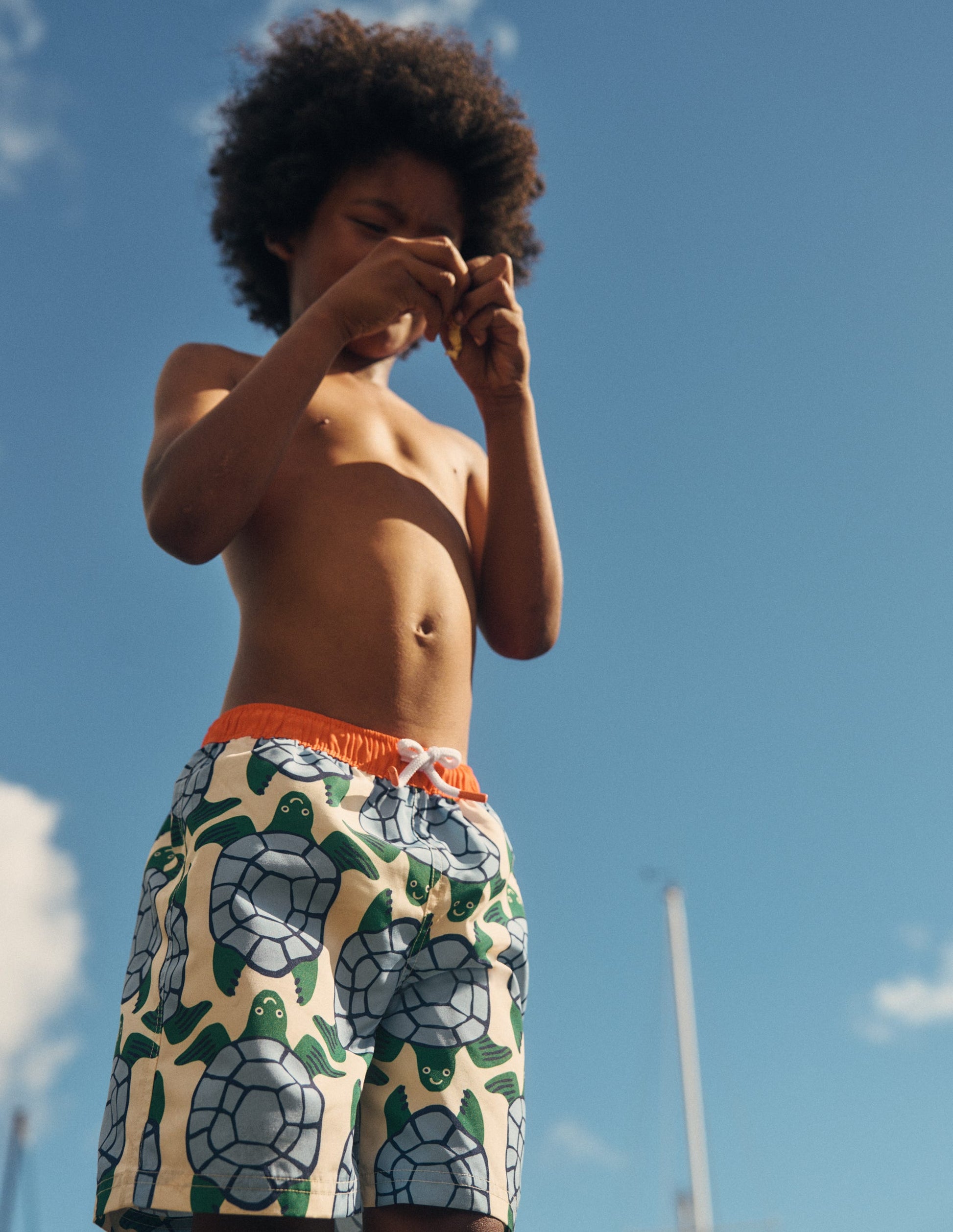 Swim Shorts-Calico White Turtles Geo-1