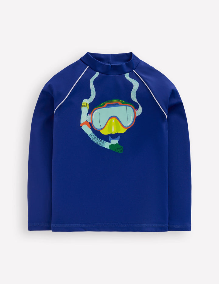 Sun Safe Fun Rash Vest-Sapphire Blue Snorkelling