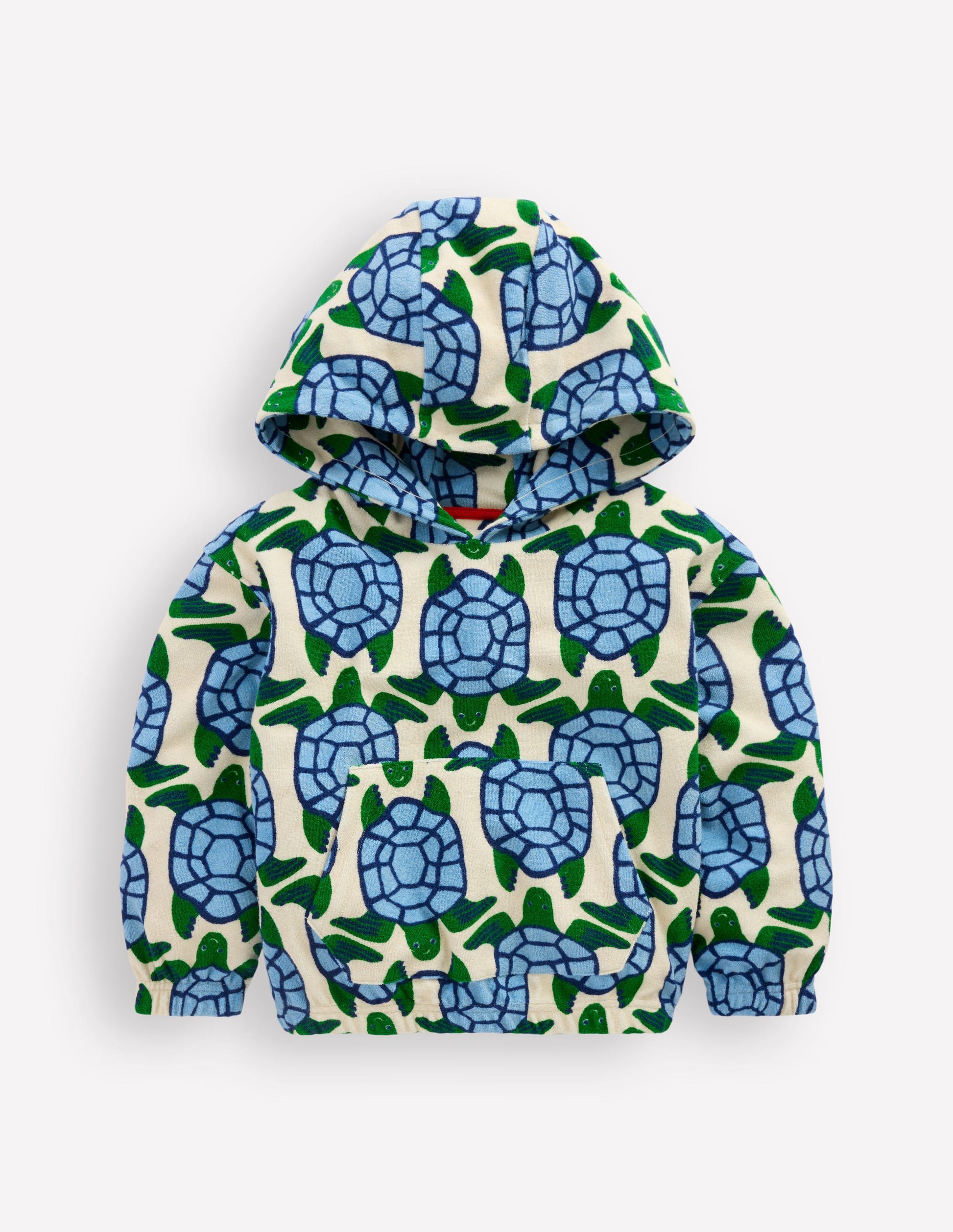 Towelling Pop-over Hoodie-Calico White Turtles-1