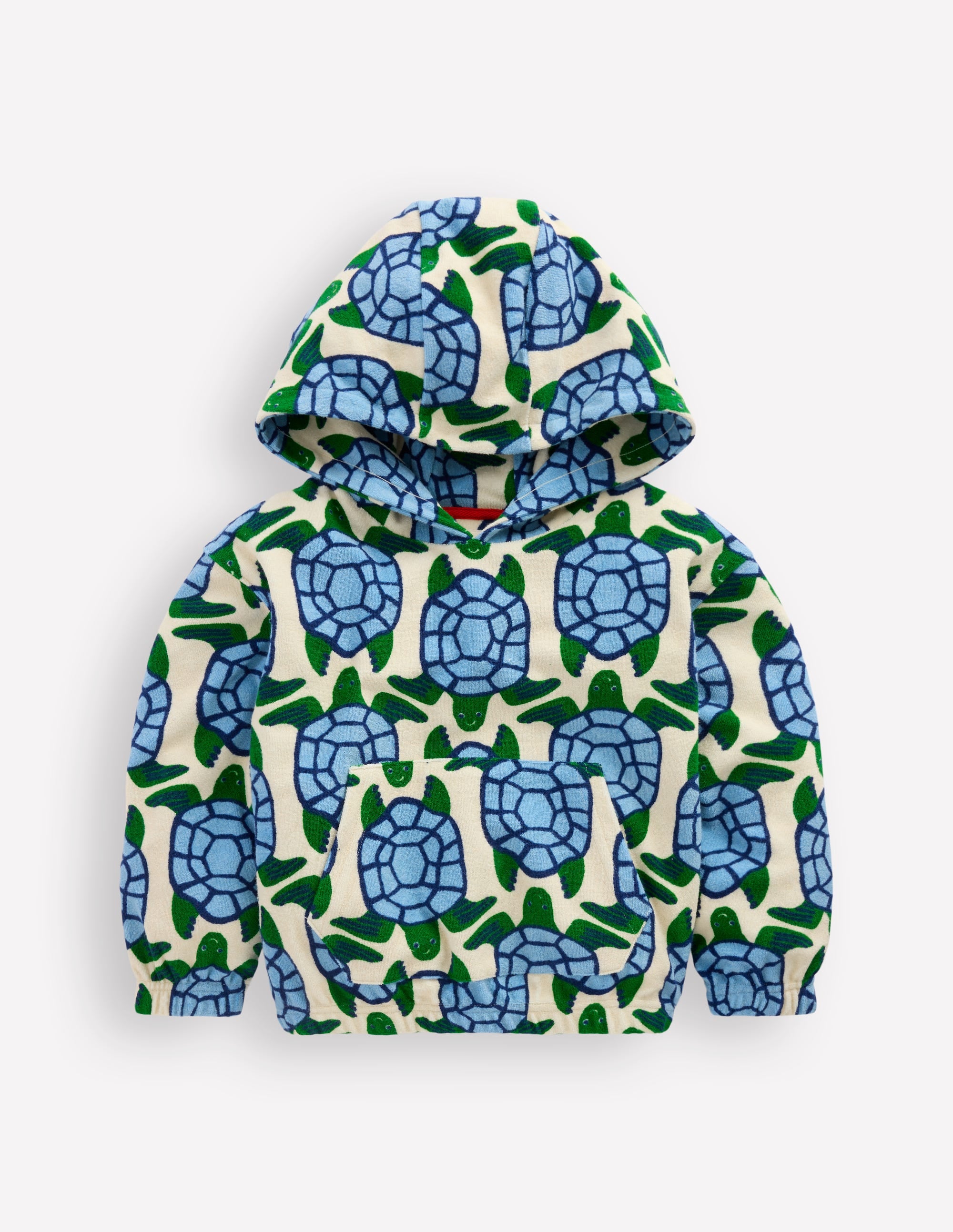 Towelling Pop-over Hoodie-Calico White Turtles - Image 1