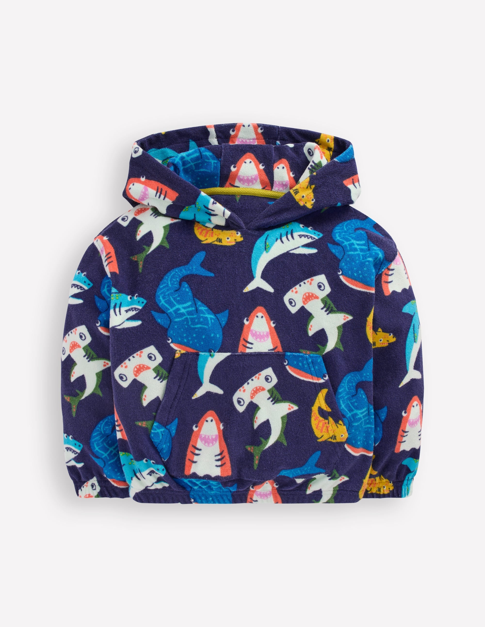 Towelling Pop-over Hoodie-College Navy Sharks - Image 1