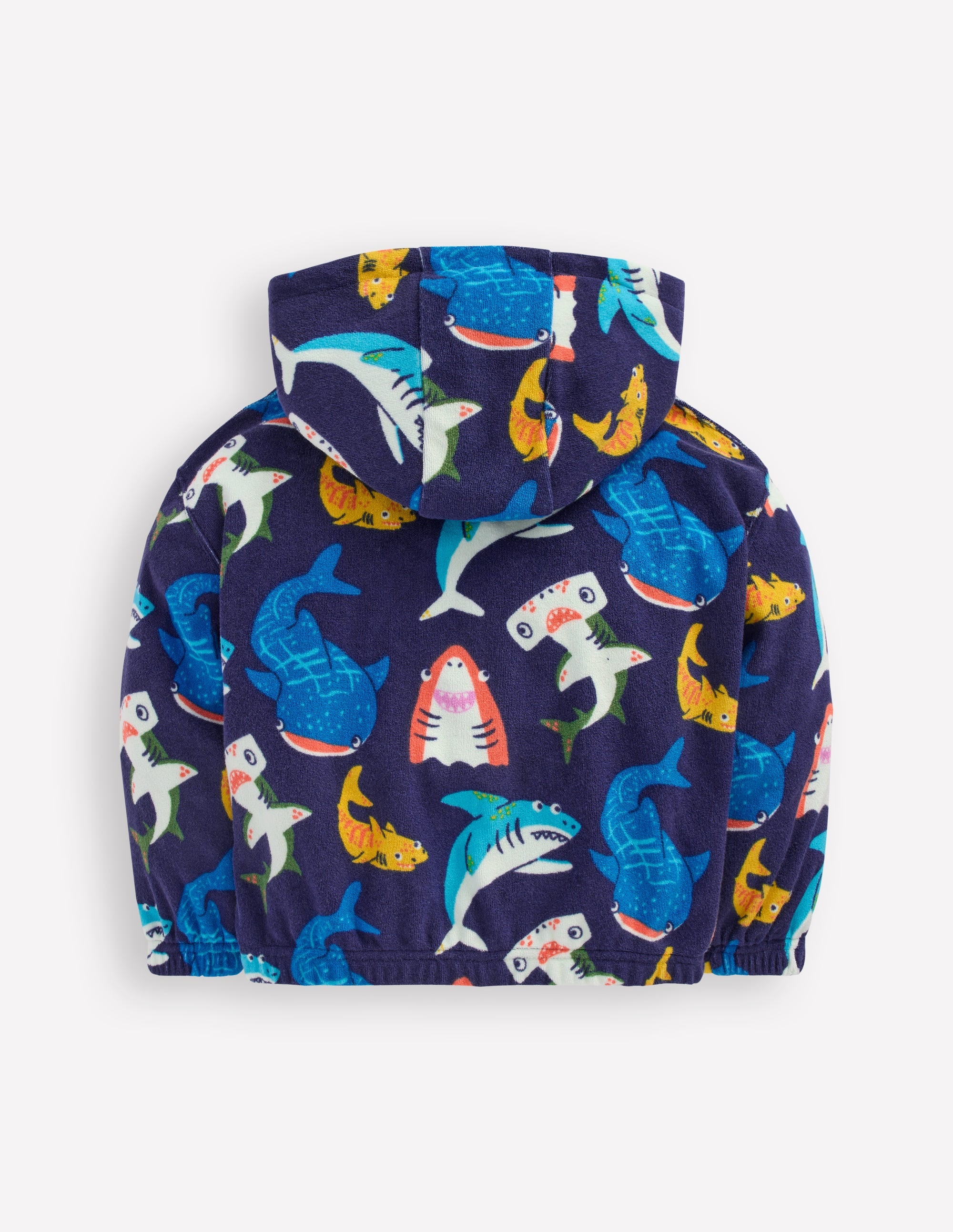 Towelling Pop-over Hoodie-College Navy Sharks - Image 2