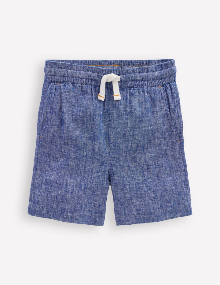 Cotton Linen Shorts-Chambray