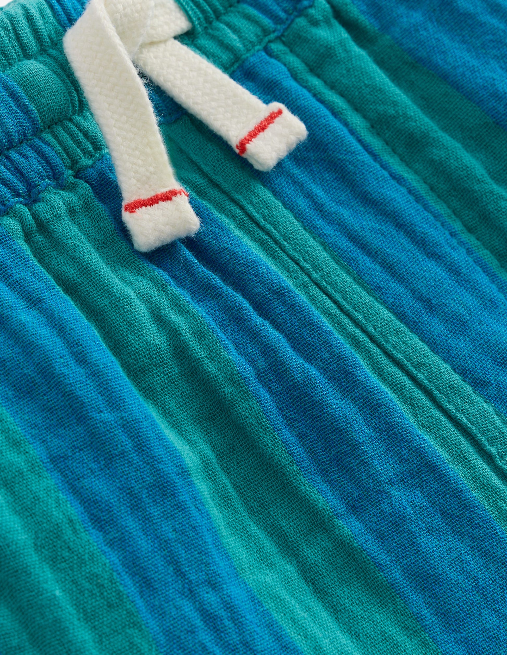 Double Cloth Shorts-Green and Blue Stripe-3