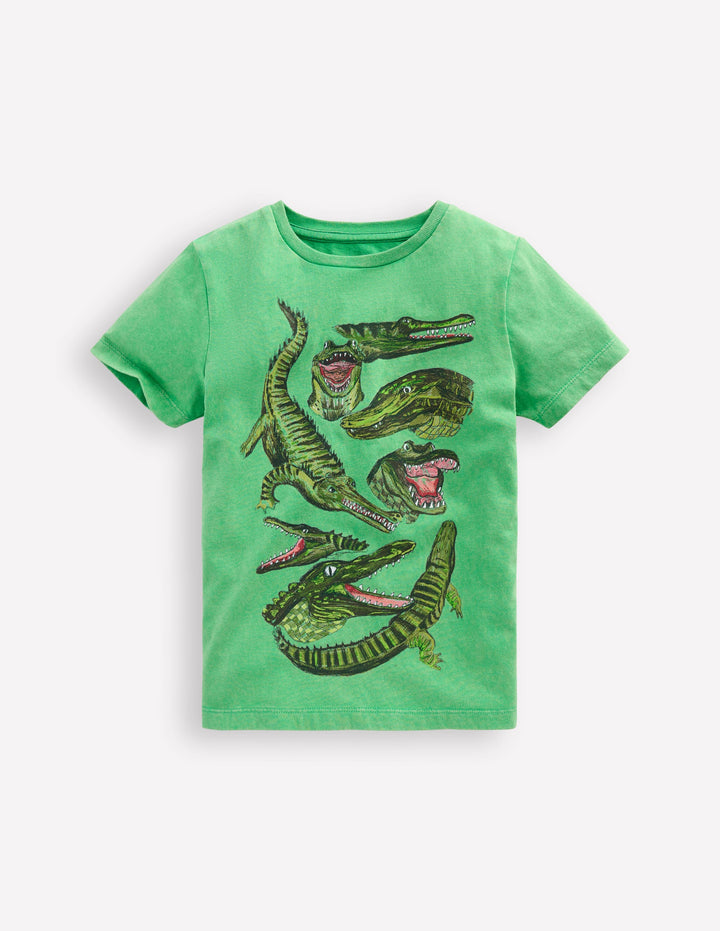 Vintage Wash Graphic T-shirt-Aloe Green Crocs
