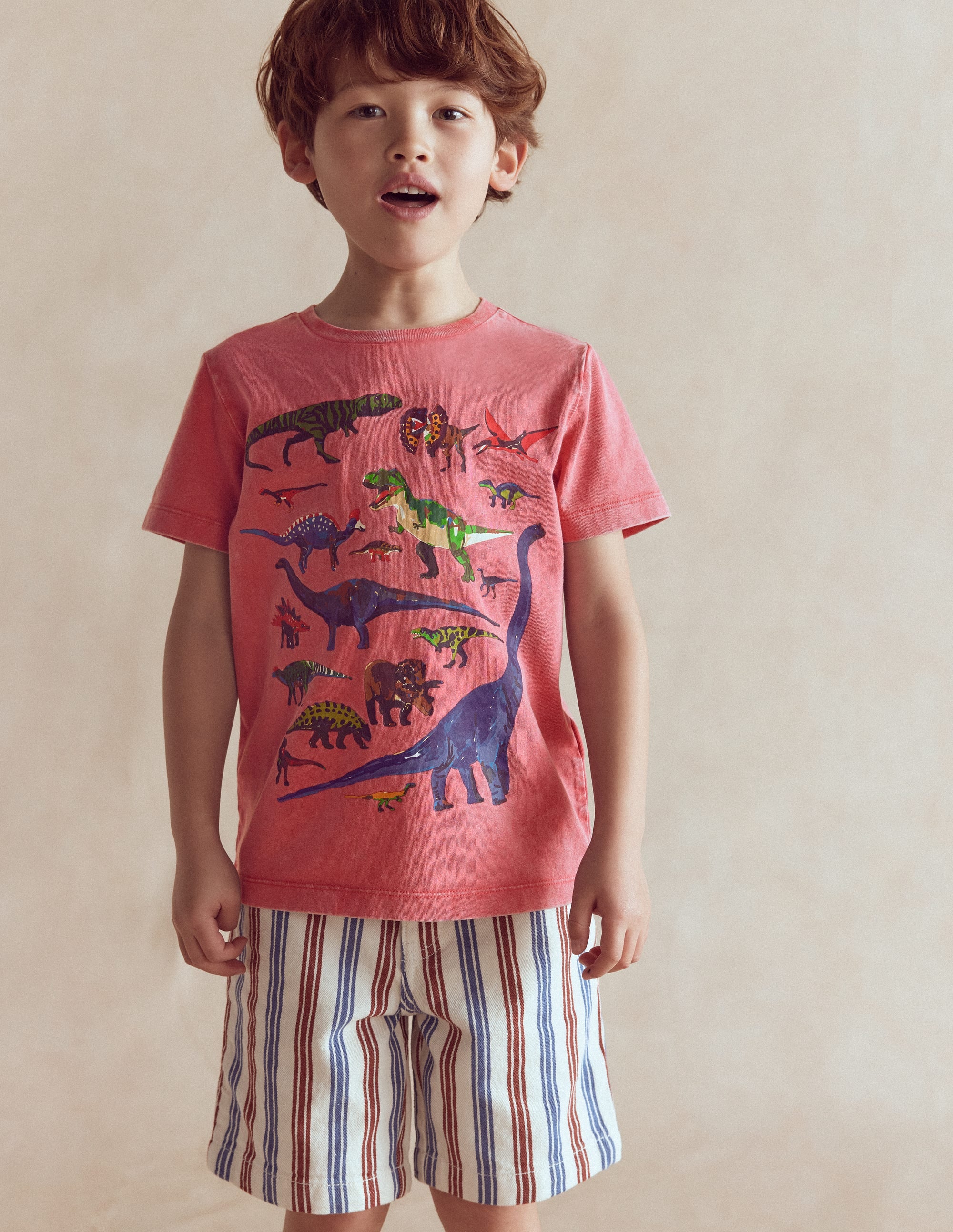 Vintage Wash Graphic T-shirt-Red Dino - Image 1