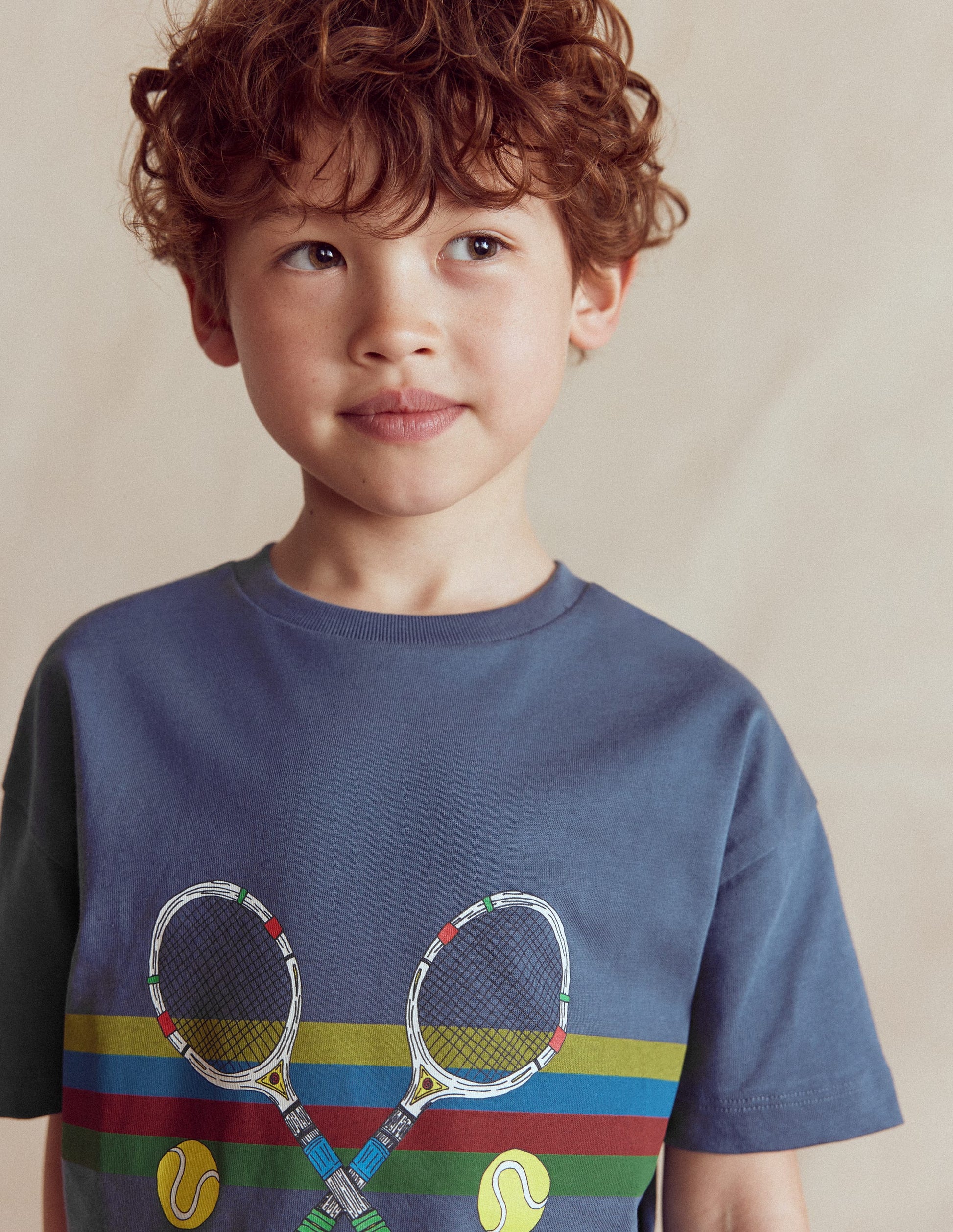 Relaxed Sport Graphic T-shirt-Robot Blue Tennis-2