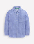 Double Cloth long Sleeve Shirt-Blue Stripe and Gingham