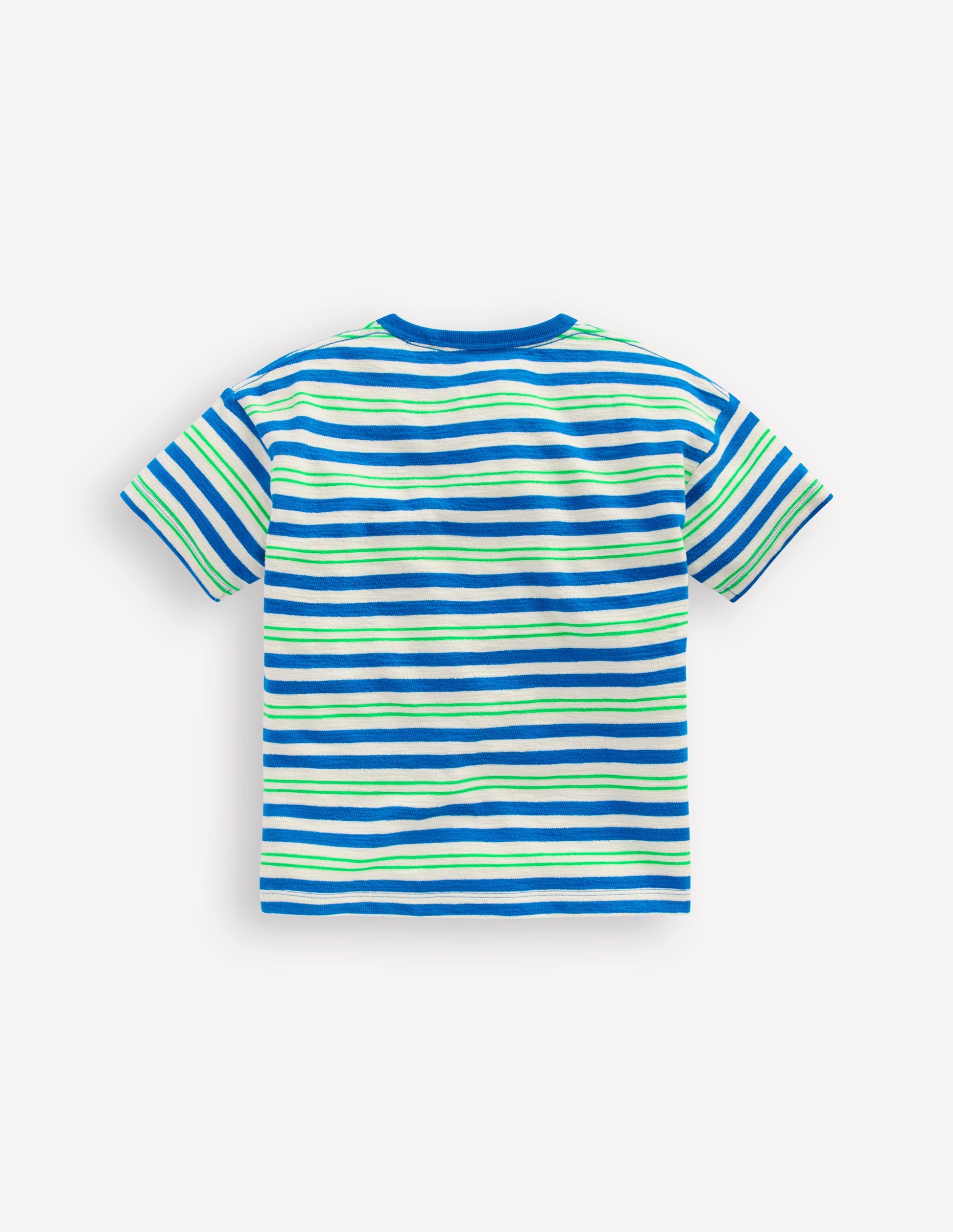 Textured Striped T-shirt-Soft Ivory / Blue / Green-3