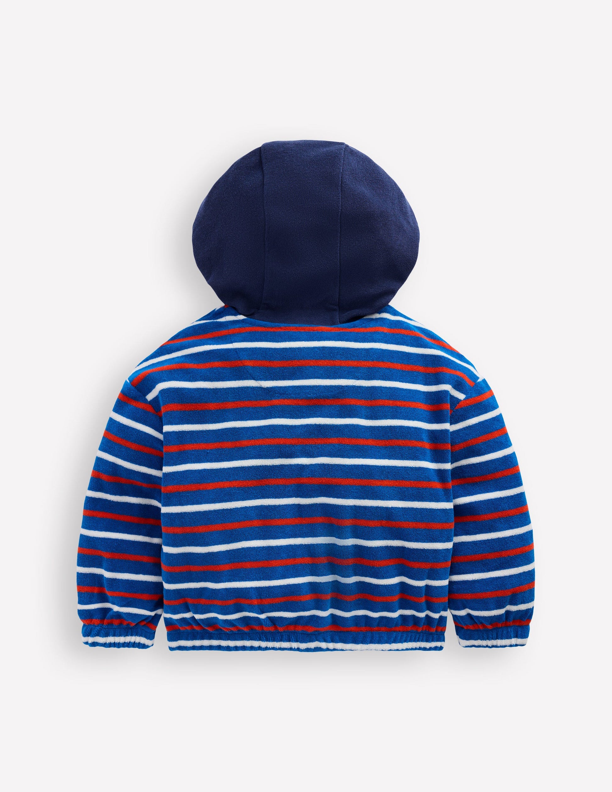 Towelling Zip-through Hoodie-Blue Multi Stripe-2