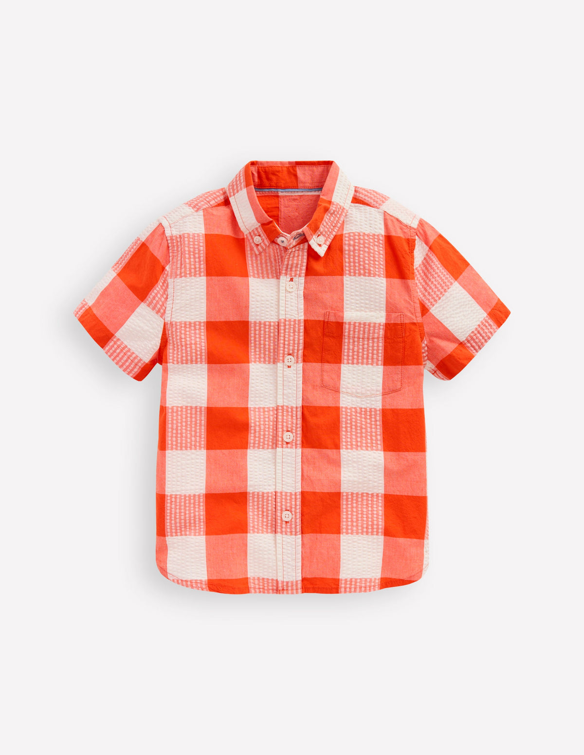 Cotton Gingham Shirt-Orange Seersucker - Image 1