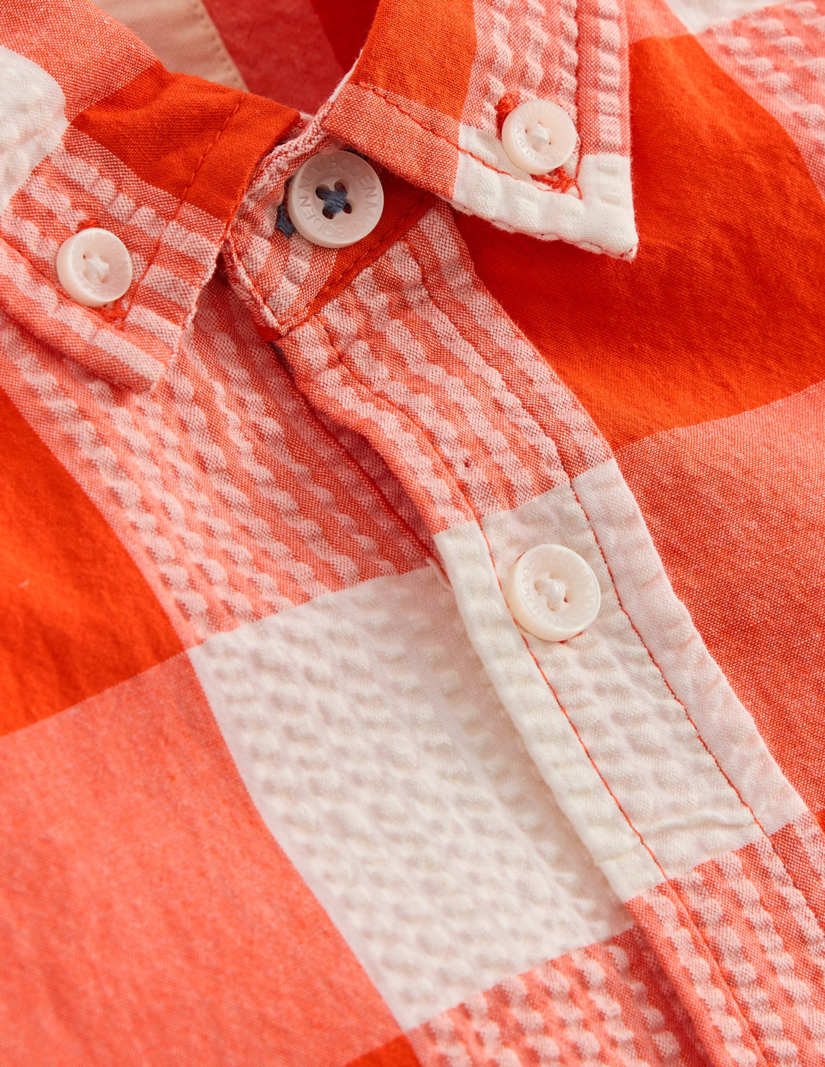 Cotton Gingham Shirt-Orange Seersucker - Image 3