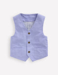 Cotton Oxford Waistcoat-Blue Oxford