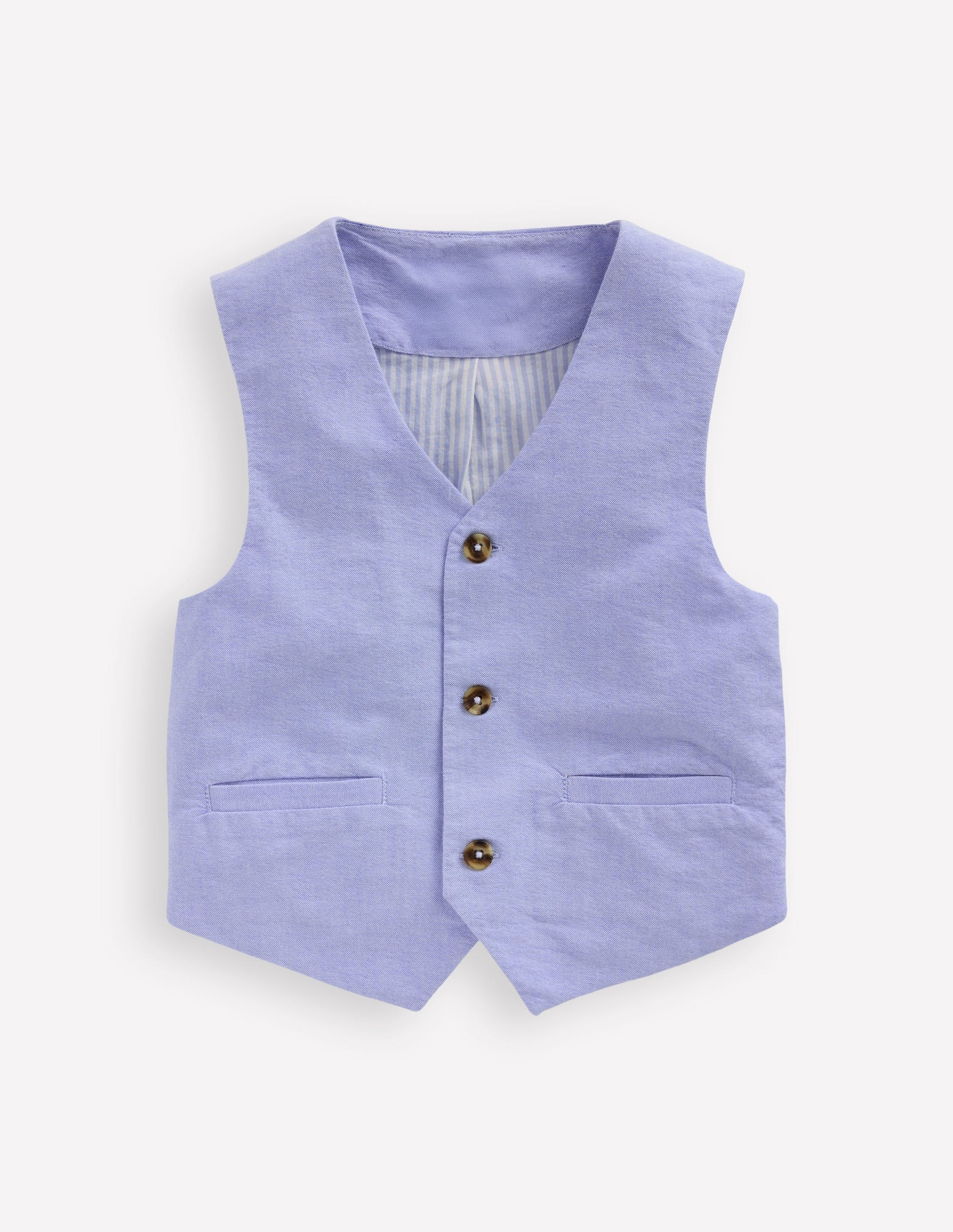 Cotton Oxford Waistcoat-Blue Oxford-1