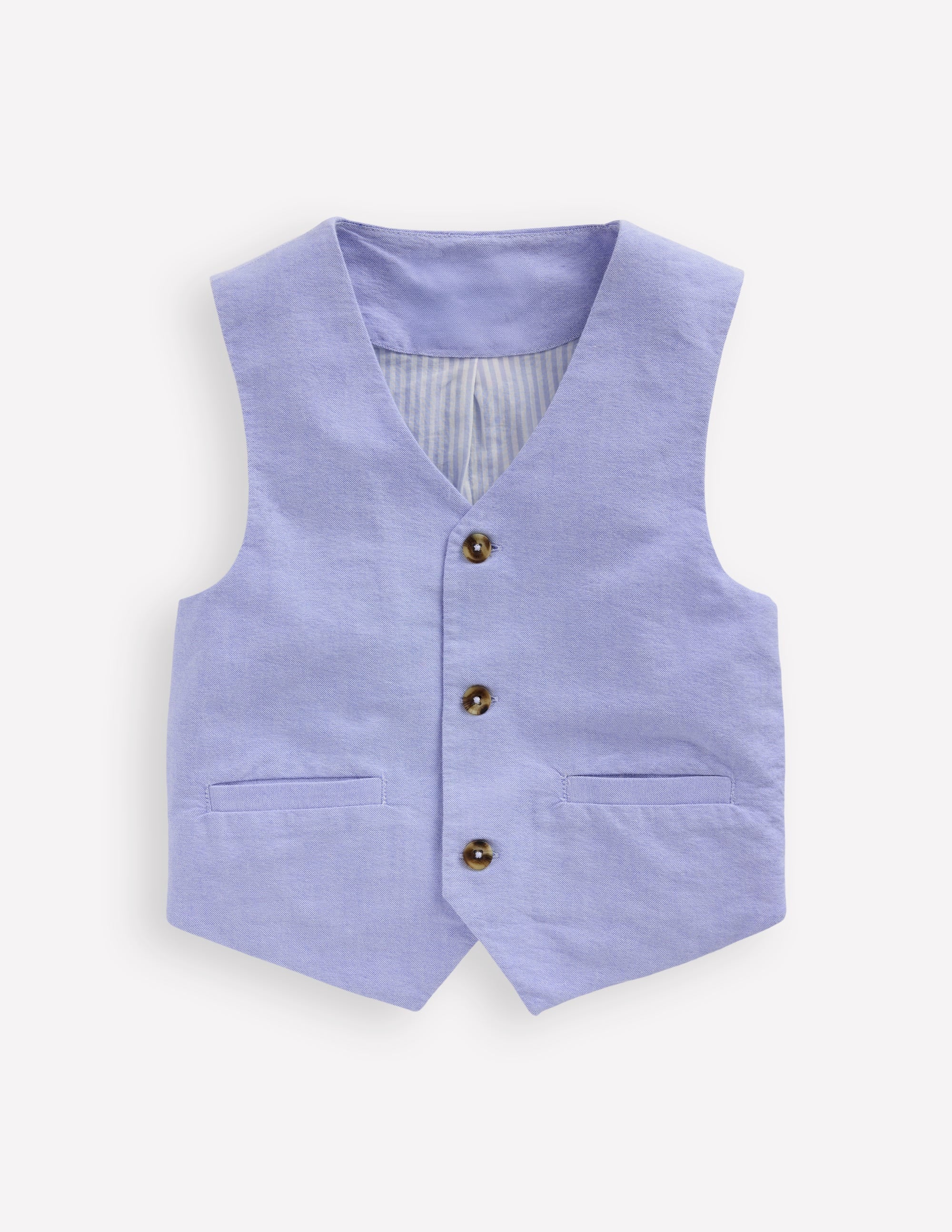 Cotton Oxford Waistcoat-Blue Oxford - Image 1
