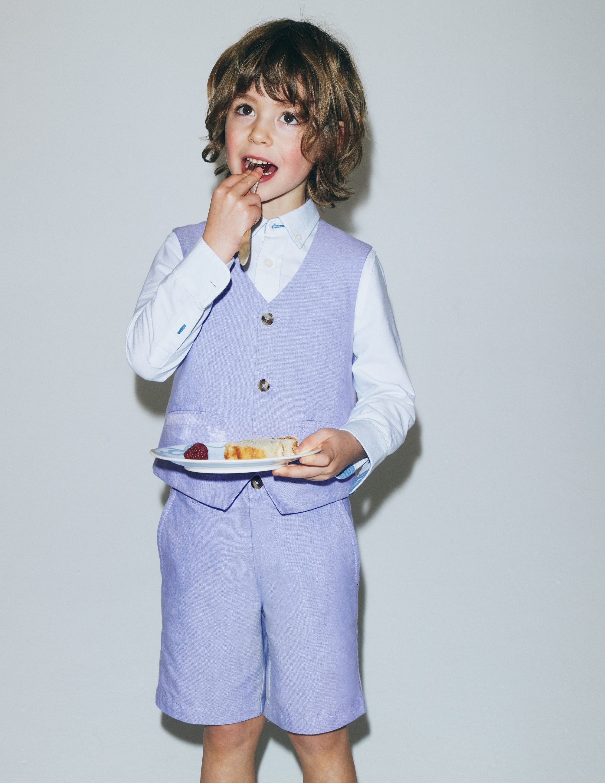 Cotton Oxford Waistcoat-Blue Oxford - Image 4