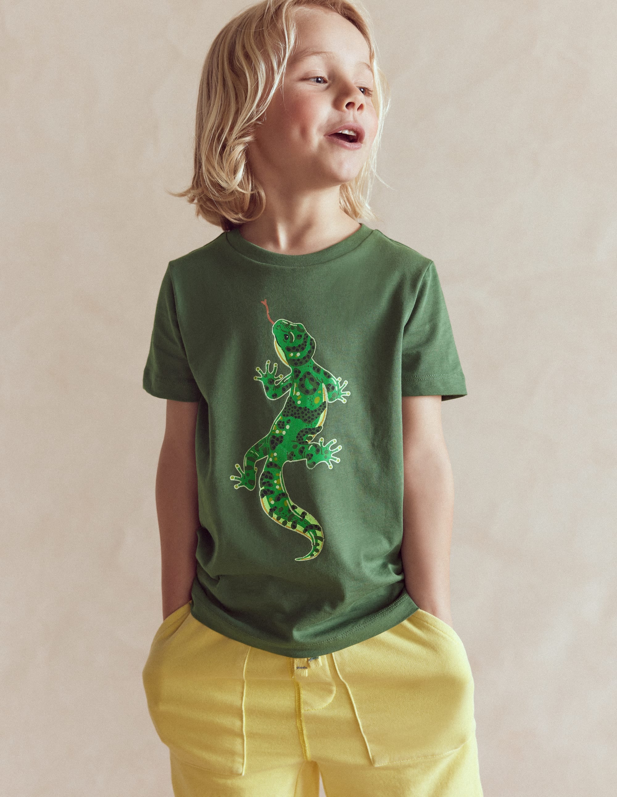 Front and Back Glow T-shirt-Bottle Green, Lizard X-Rray - Image 1
