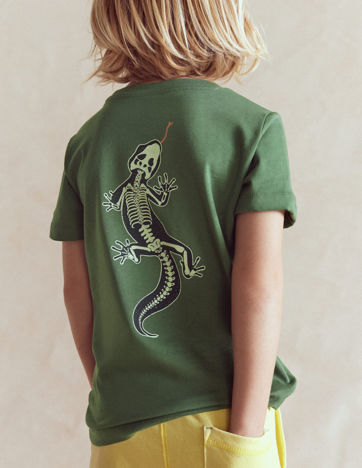 Front and Back Glow T-shirt-Bottle Green, Lizard X-Rray - Image 2