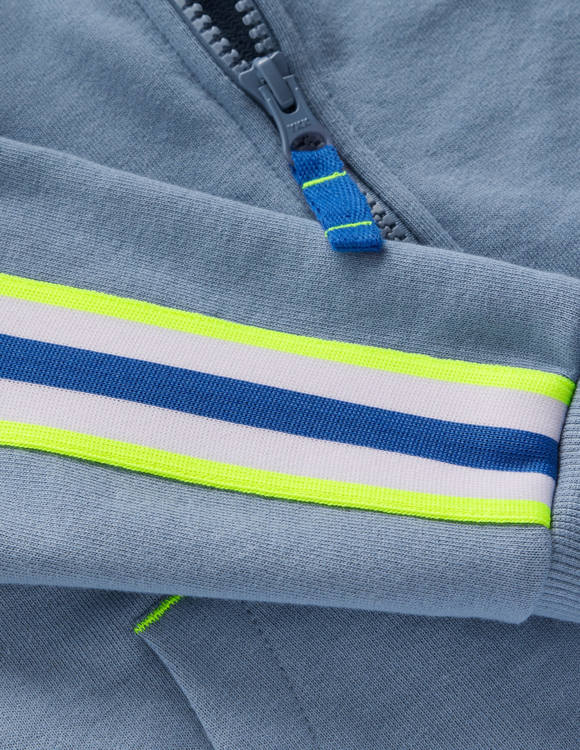 Tape Detail Zip-through Hoodie-French Blue - Image 2