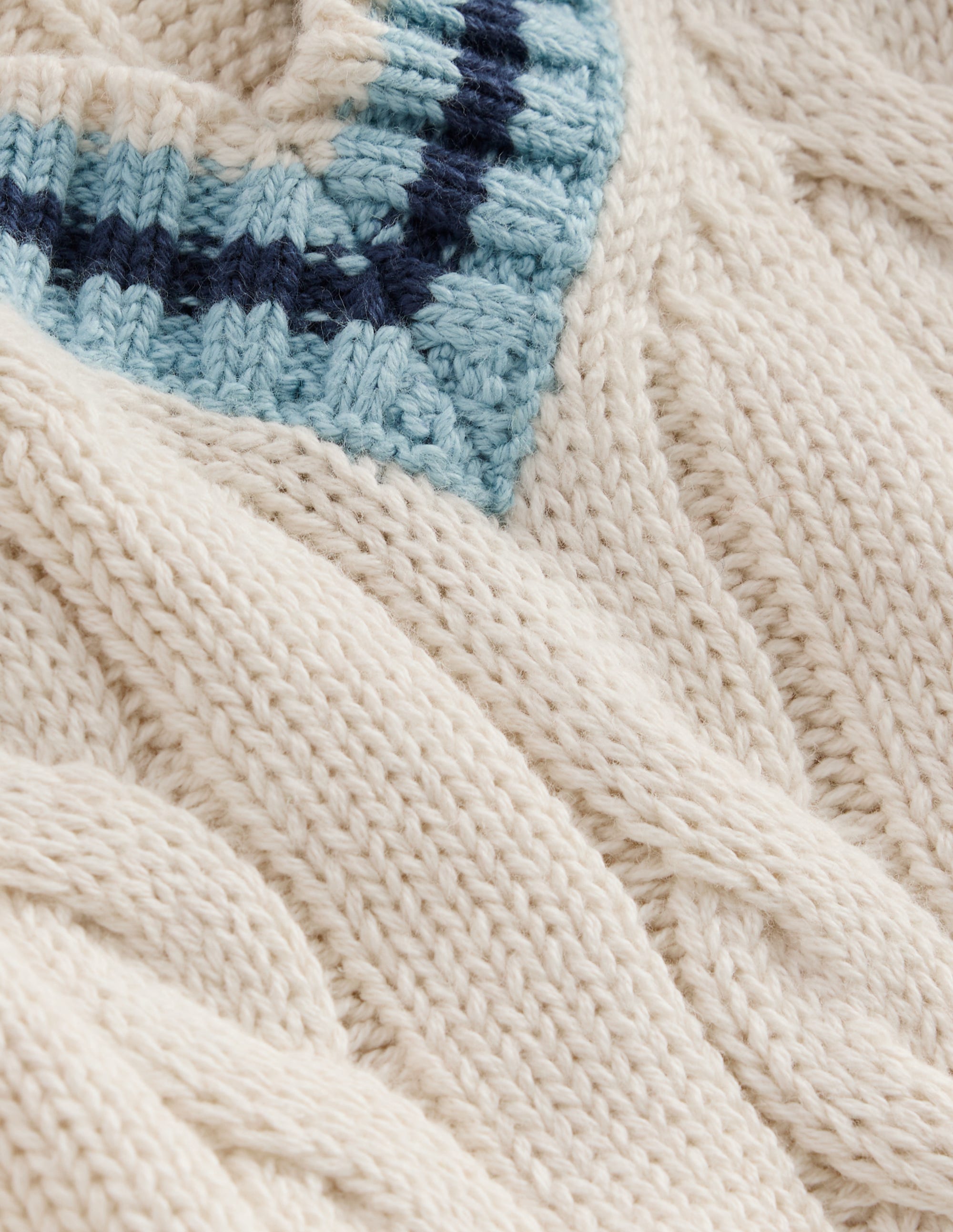 V-neck Cable Jumper-Ivory - Image 5