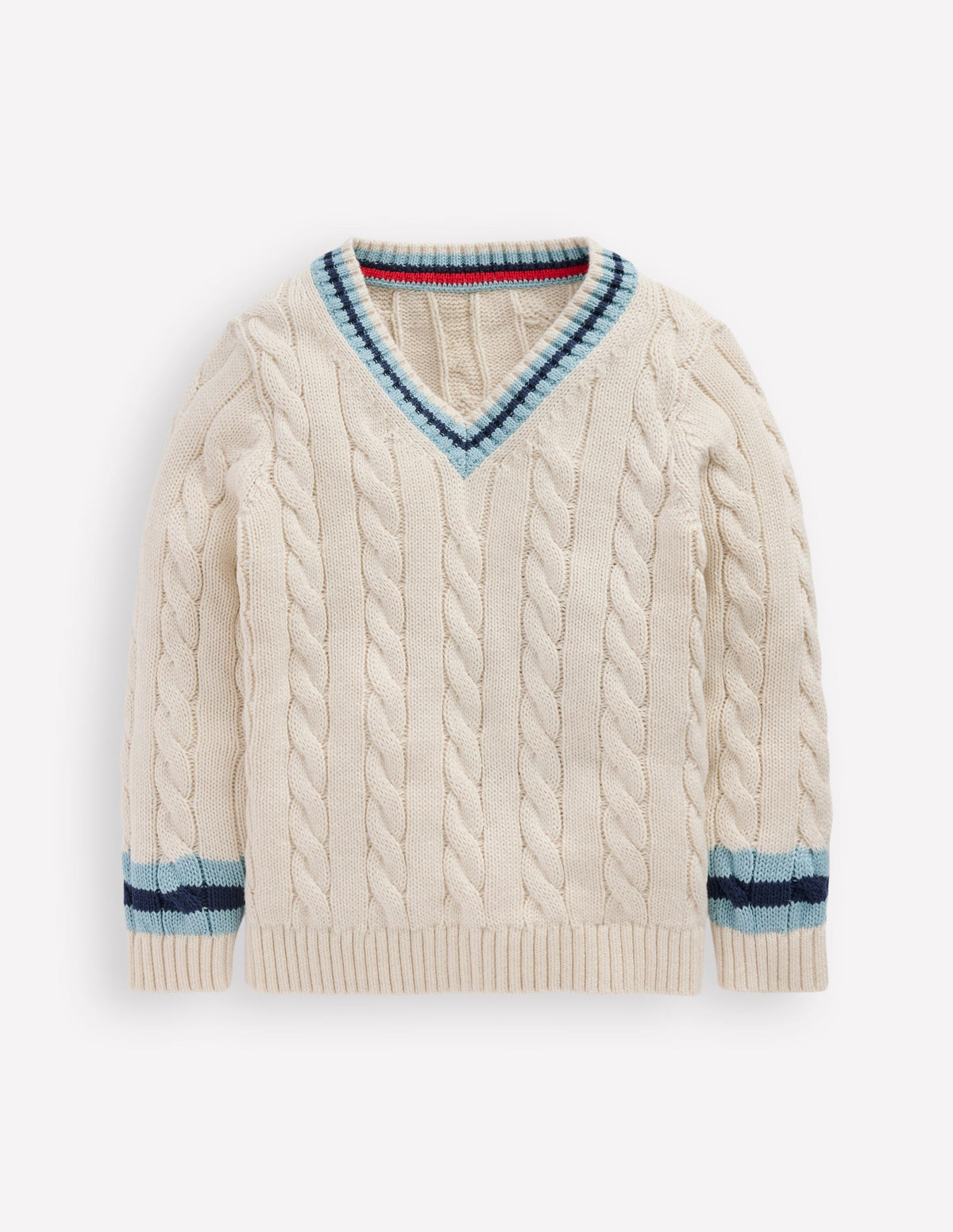 V-neck Cable Jumper-Ivory - Image 3