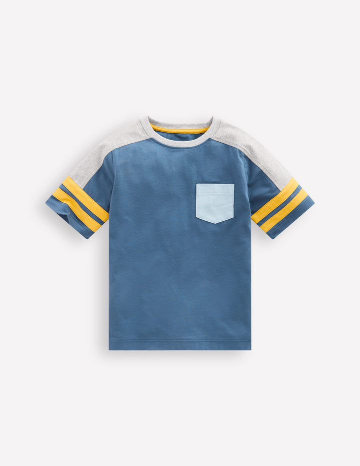 Short Sleeve Colourblock Tee-TRUE NAVY COLOURBLOCK
