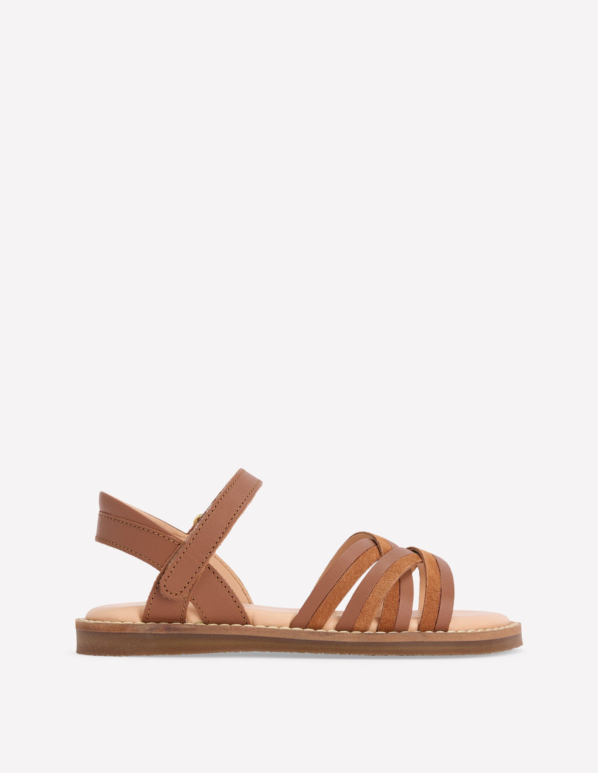 Crossed Leather Sandals-Tan - Image 1