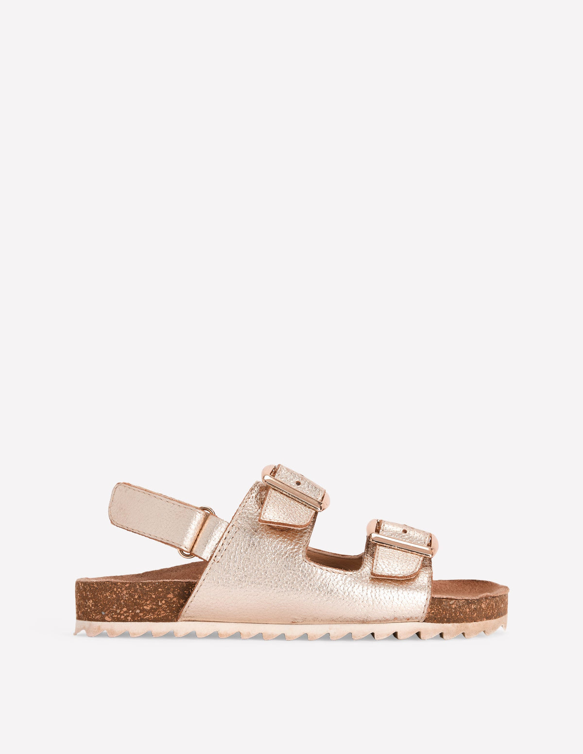 Metallic Double Strap Sandals-Gold - Image 1