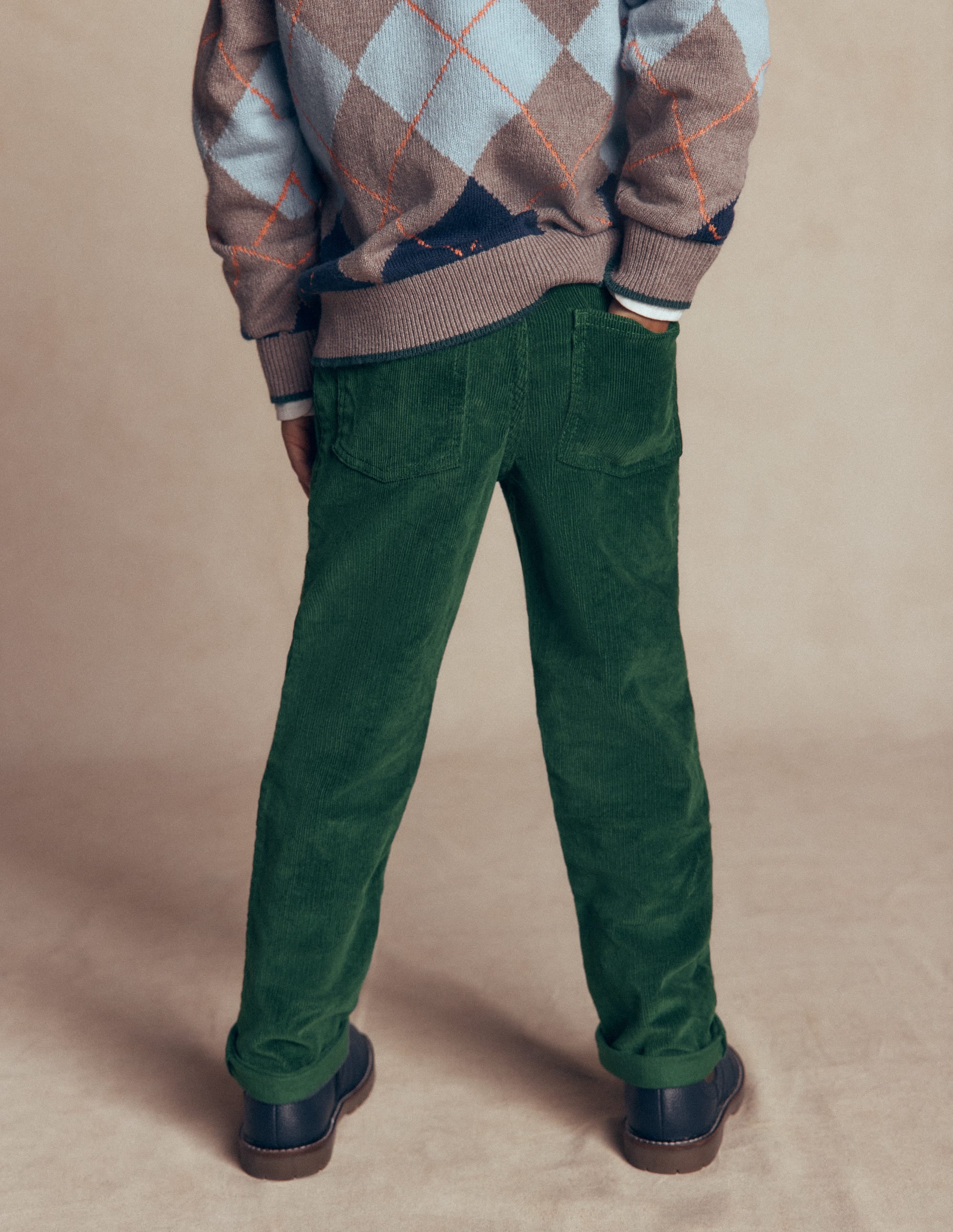Classic Cord Trousers-Dark Green - Image 1