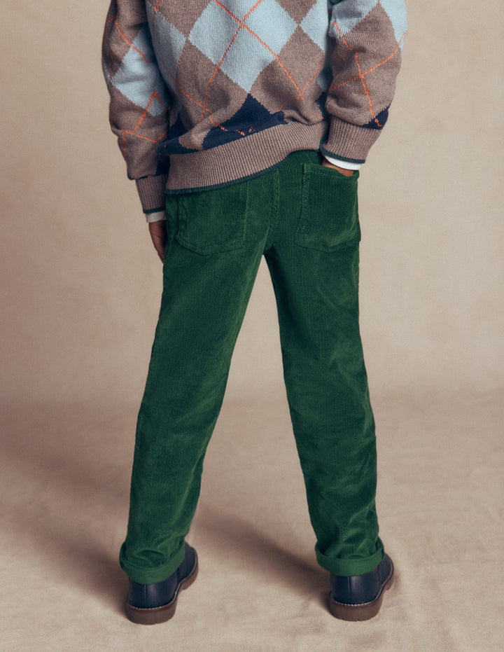 Classic Cord Trousers-Dark Green
