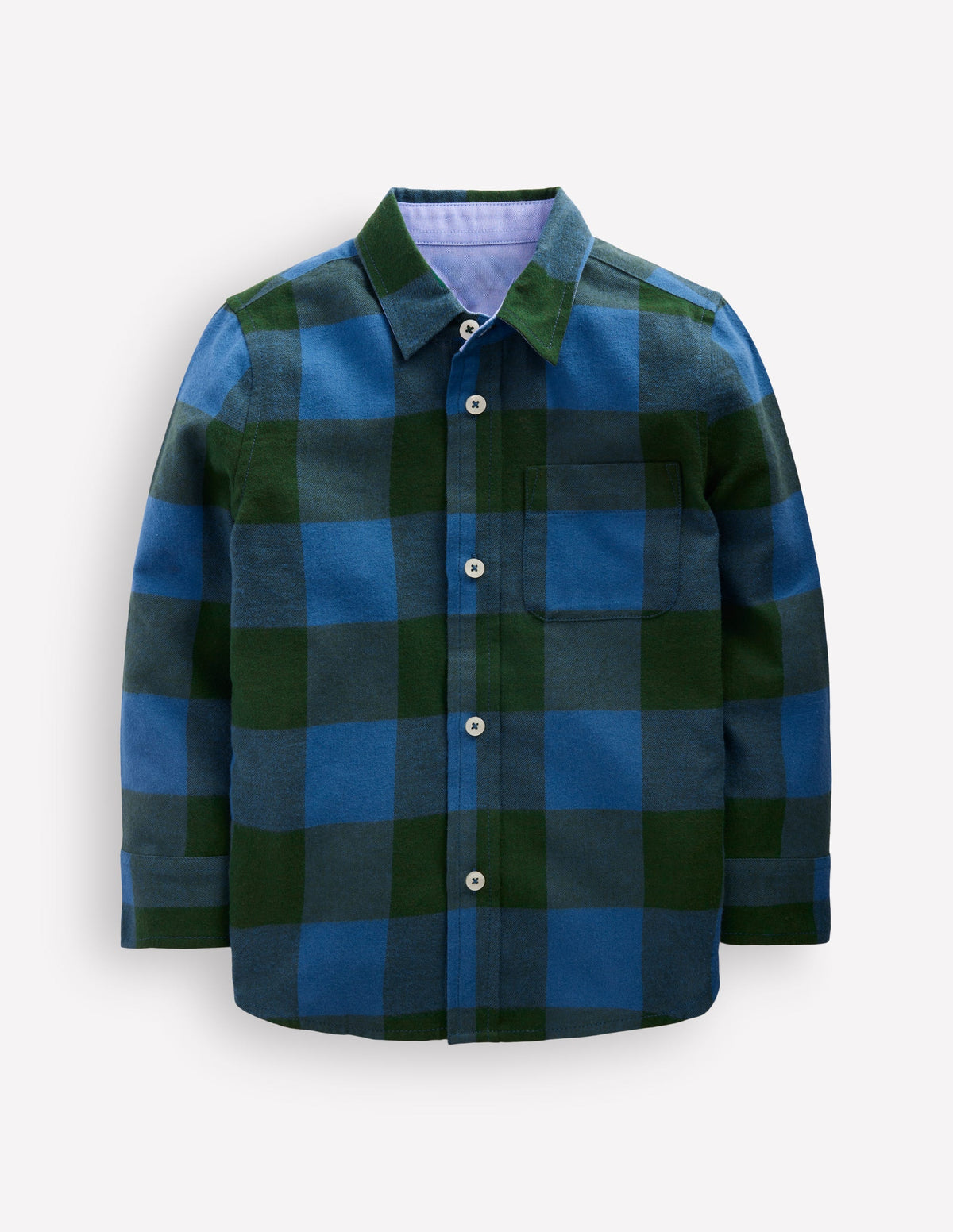 Cosy Cotton Check Shirt-Teal and Green Check-1