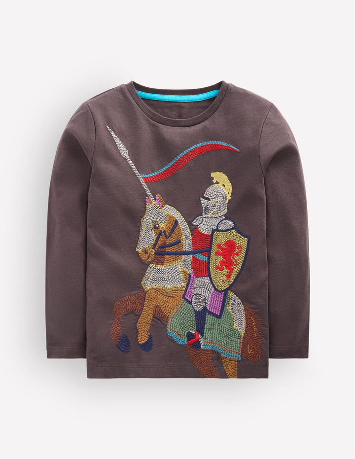 Superstitch Long Sleeve Top-Warm Grey Knight