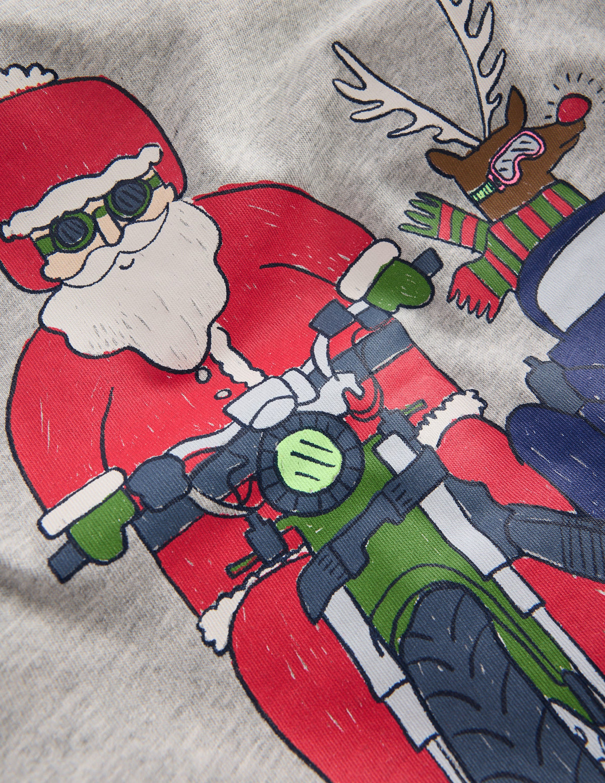 Front & Back T-shirt-Grey Marl, Motorbike Santa - Image 3