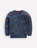 Everyday Printed Sweatshirt-Grey-Blue Motorbikes