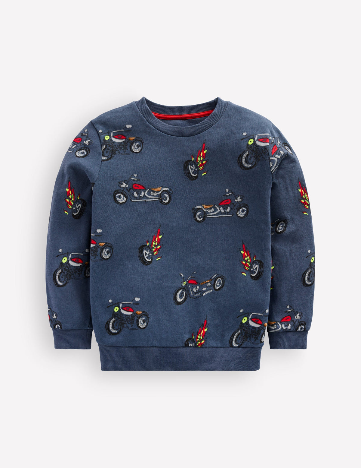 Everyday Printed Sweatshirt-Grey-Blue Motorbikes-1