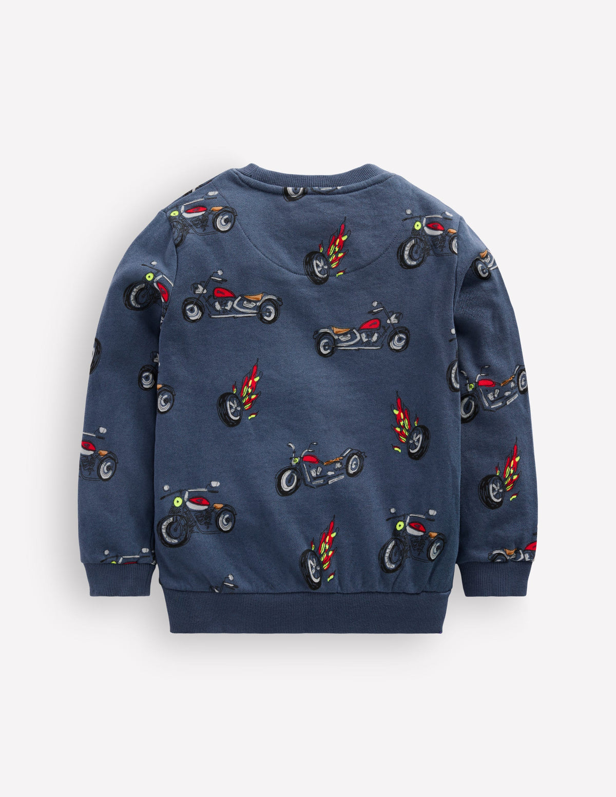 Everyday Printed Sweatshirt-Grey-Blue Motorbikes-2