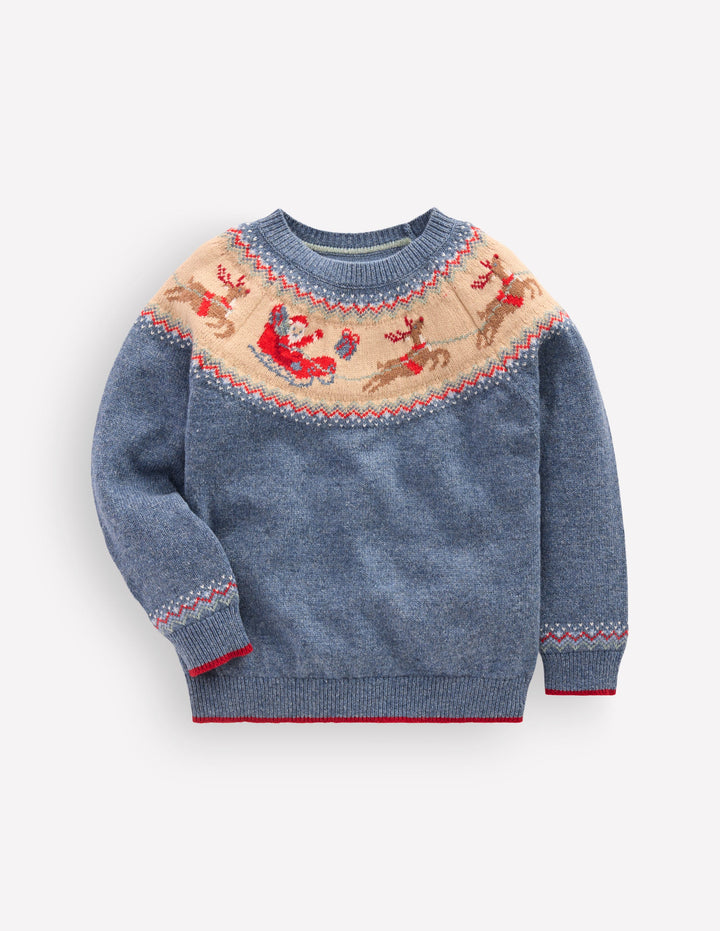 Fair Isle Jumper-Blue Marl Polar Post
